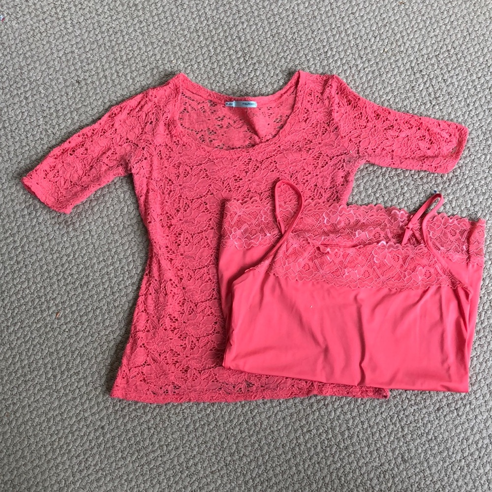 Pink Stretchy Lacey complementing tops